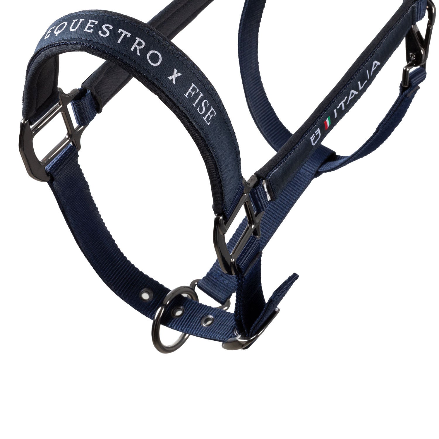 Cabezada acolchada de doble regulación Equestro X FISE - Navy Blazer