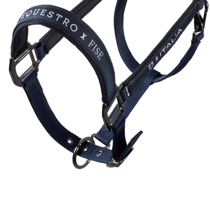 Cabezada acolchada de doble regulación Equestro X FISE - Navy Blazer