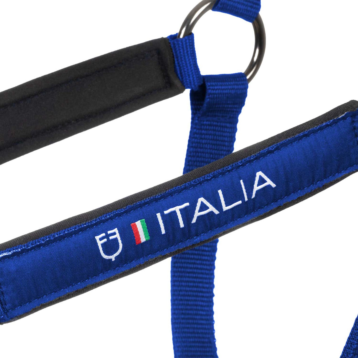 Cabezada acolchada de doble regulación Equestro X FISE - Azzurro Savoia