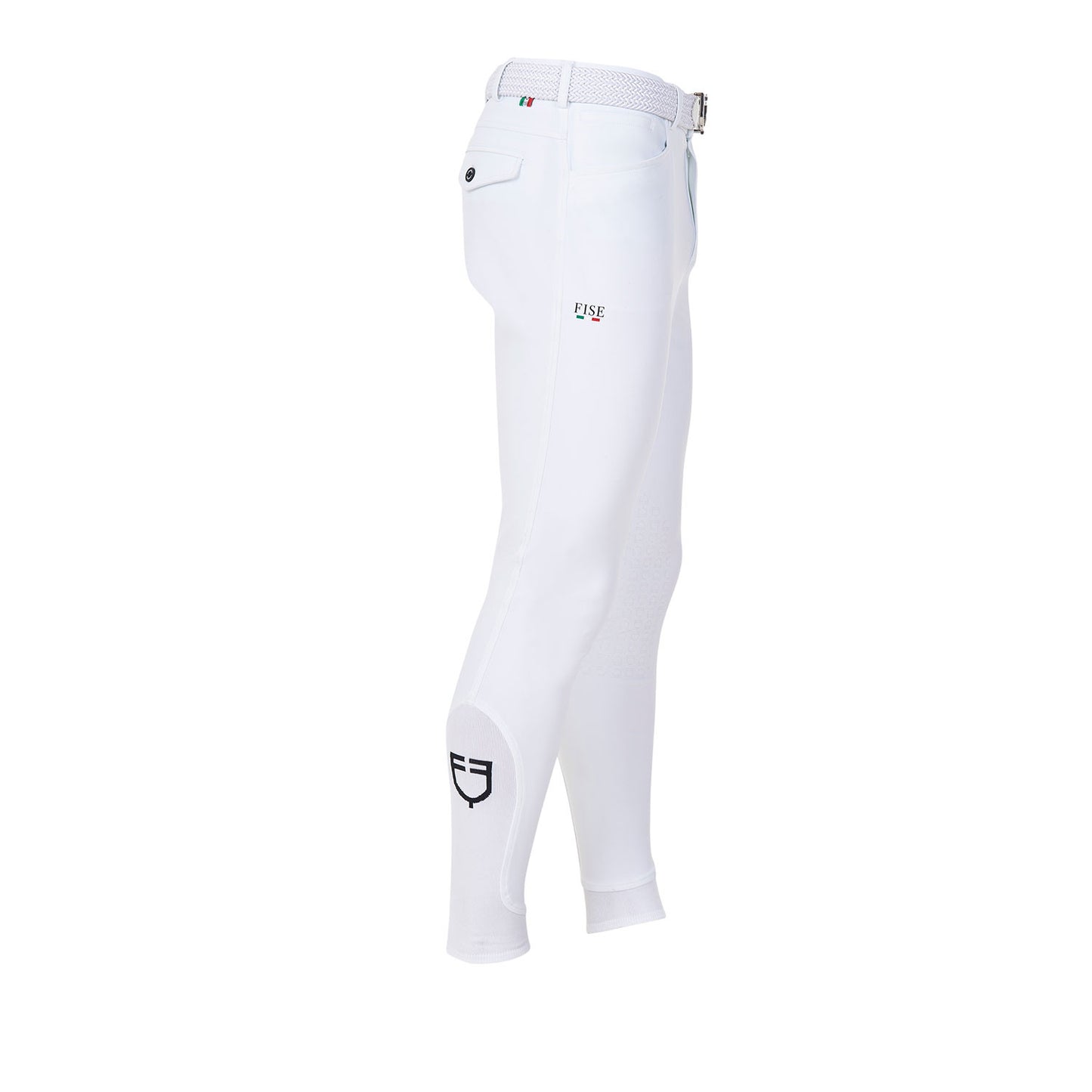 Pantalones de hombre grip rodilla Equestro X FISE - Blanco
