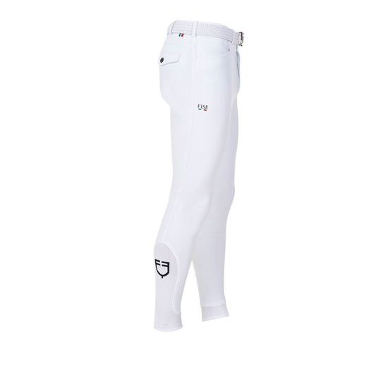 Pantalones de hombre grip rodilla Equestro X FISE - Blanco