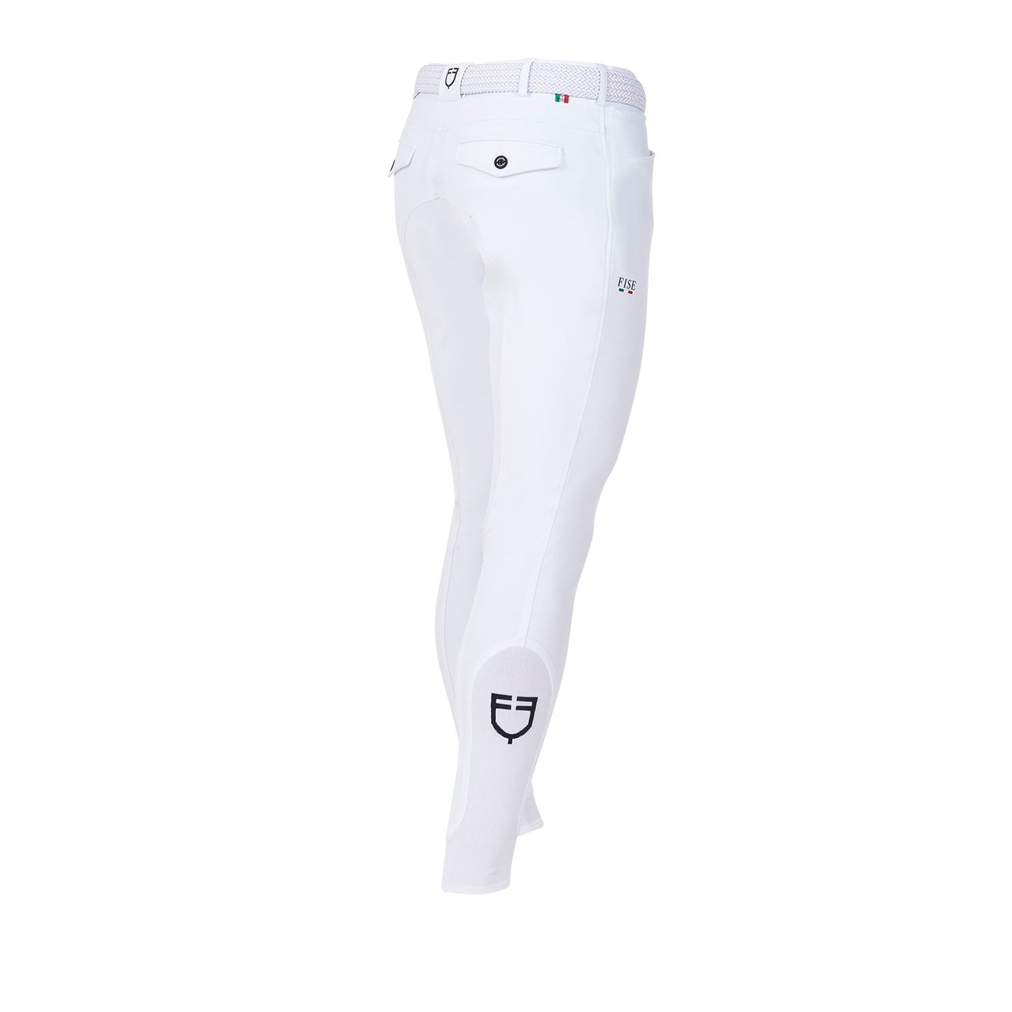 Pantalones de hombre grip rodilla Equestro X FISE - Blanco