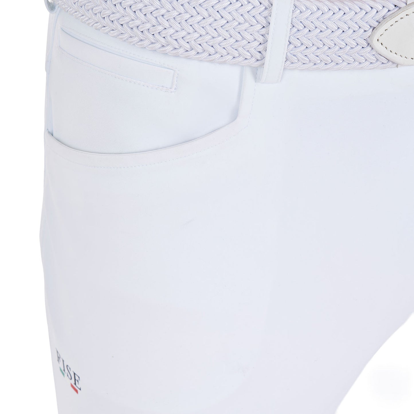 Pantalones de hombre grip rodilla Equestro X FISE - Blanco