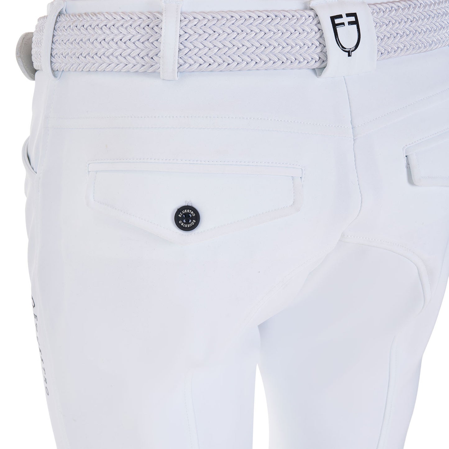 Pantalones de hombre grip rodilla Equestro X FISE - Blanco