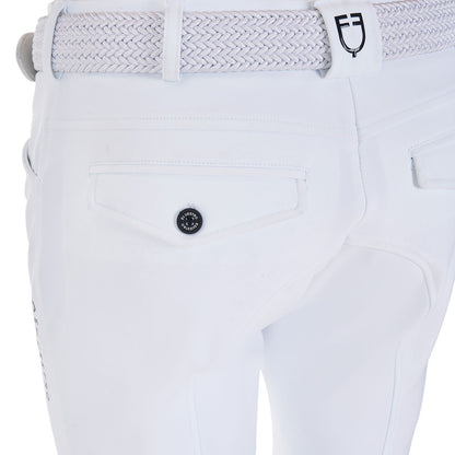 Pantalones de hombre grip rodilla Equestro X FISE - Blanco