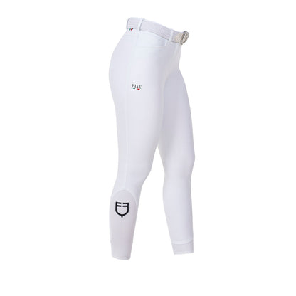 Pantalones de mujer grip rodilla Equestro X FISE - Blanco