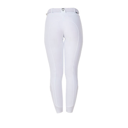 Pantalones de mujer grip rodilla Equestro X FISE - Blanco