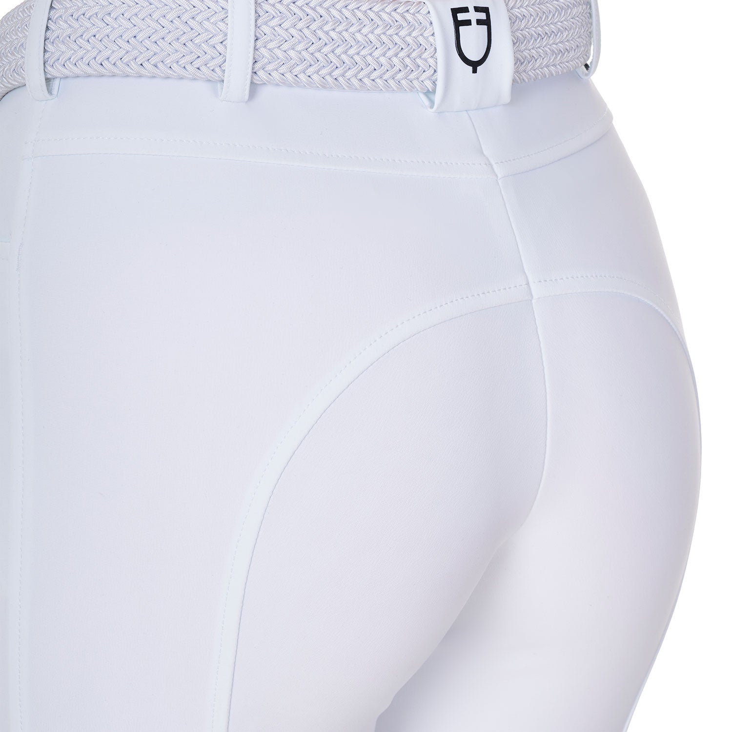 Pantalones de mujer grip rodilla Equestro X FISE - Blanco