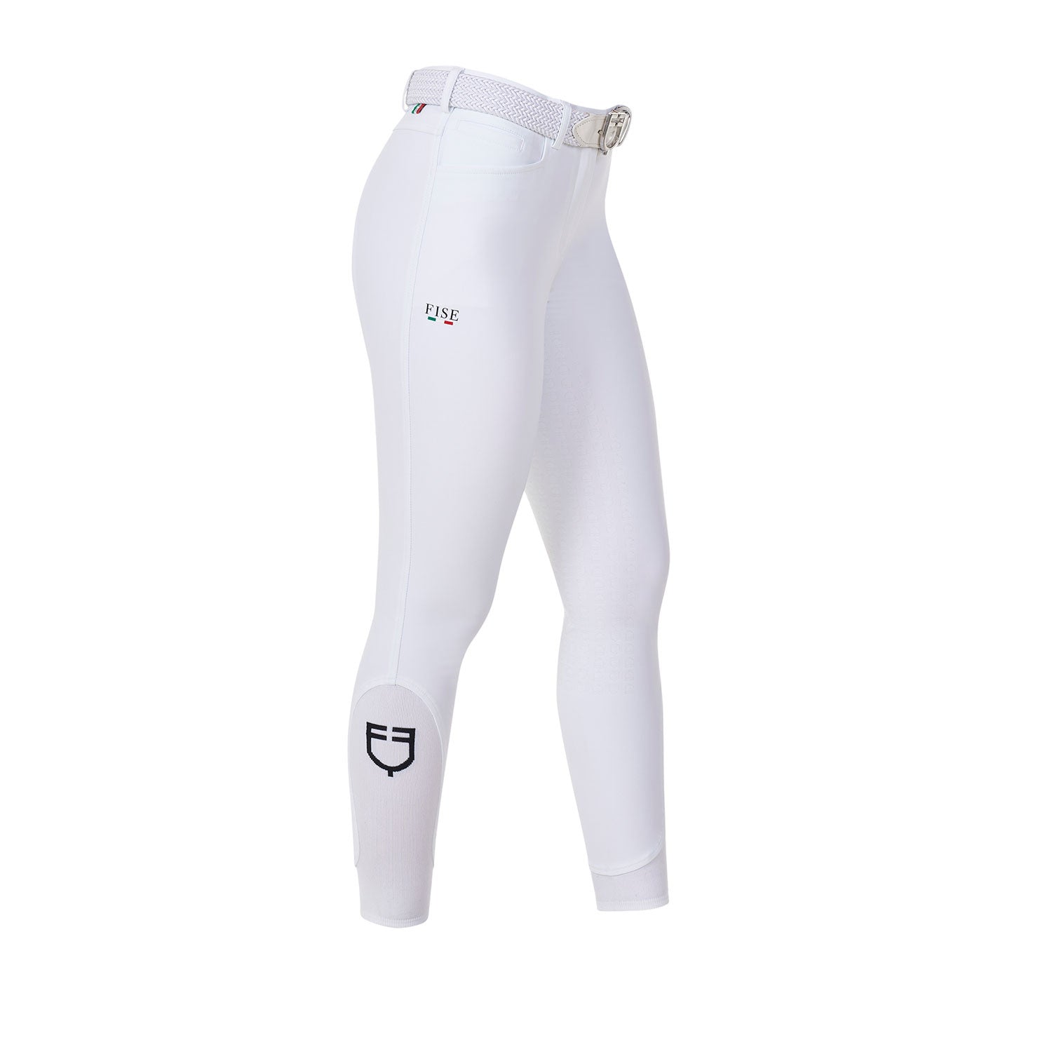 Pantalones de mujer full grip Equestro X FISE - Blanco