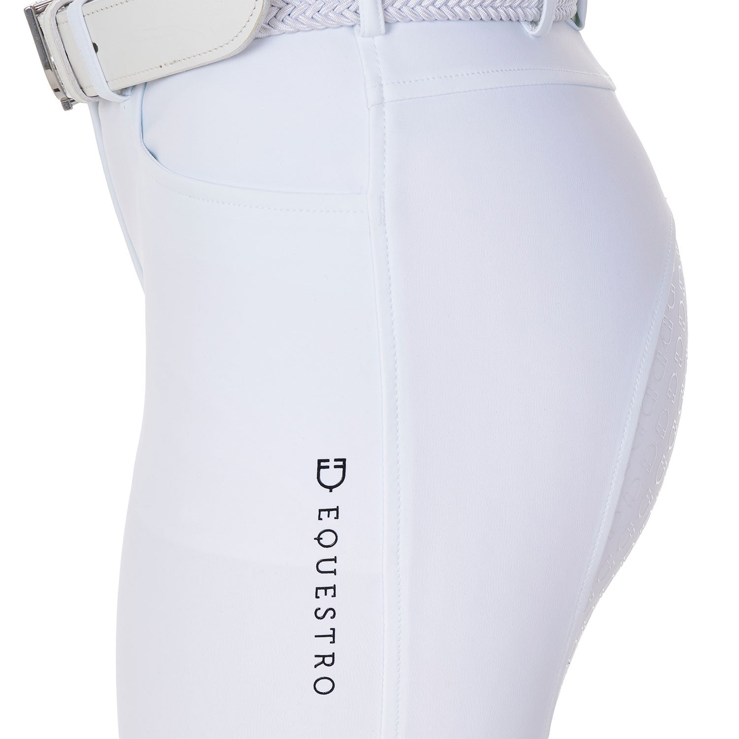Pantalones de mujer full grip Equestro X FISE - Blanco