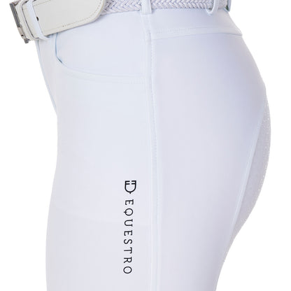 Pantalones de mujer full grip Equestro X FISE - Blanco