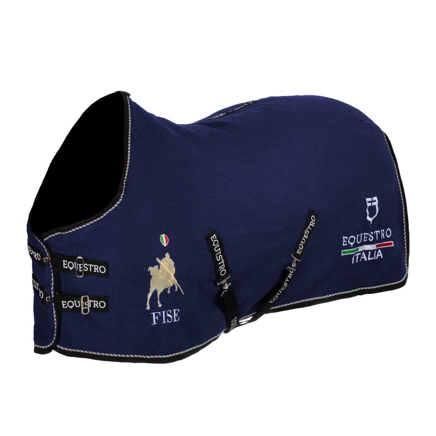 Manta de box de tejido waffle Equestro X FISE - Navy Blazer