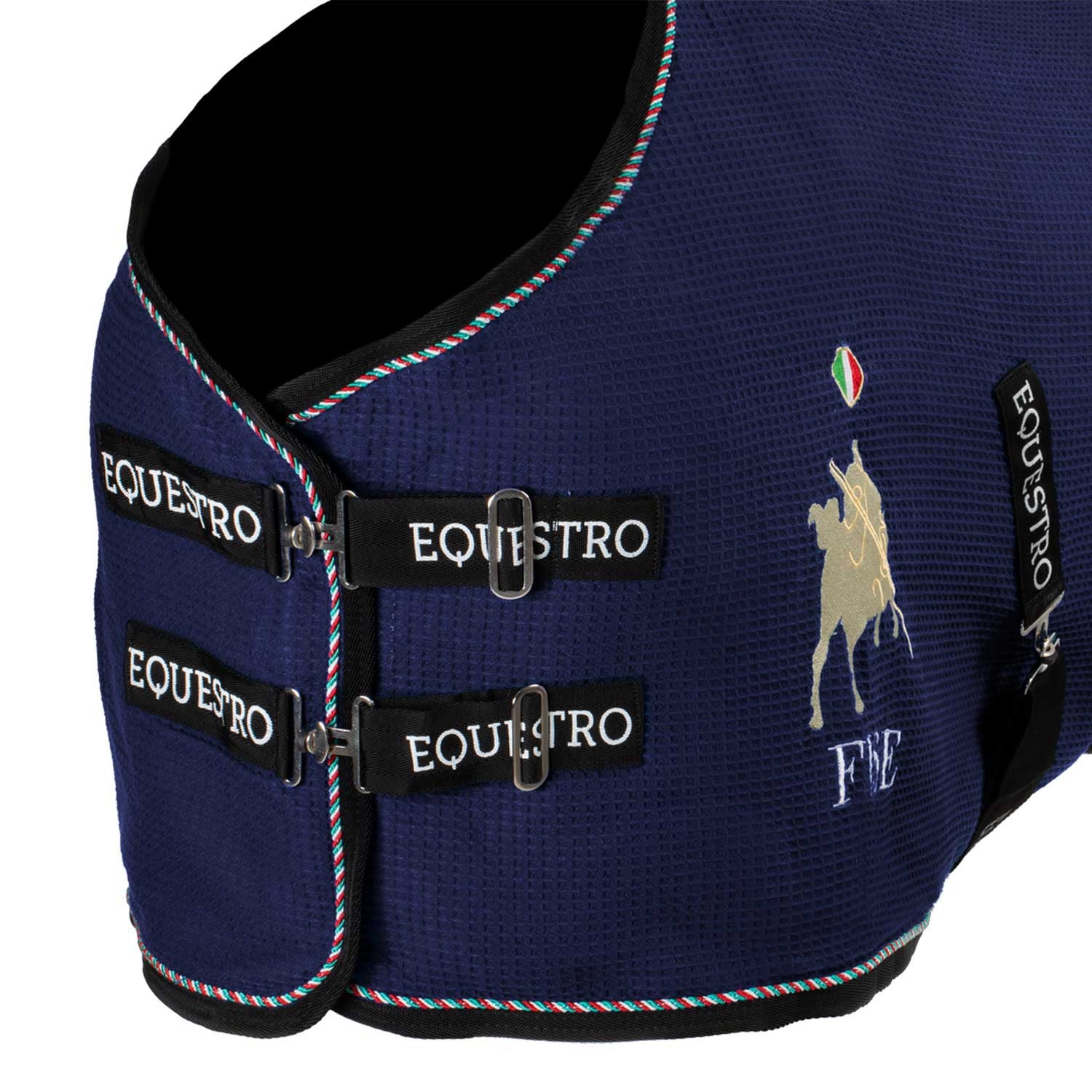 Manta de box de tejido waffle Equestro X FISE - Navy Blazer
