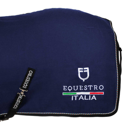 Manta de box de tejido waffle Equestro X FISE - Navy Blazer