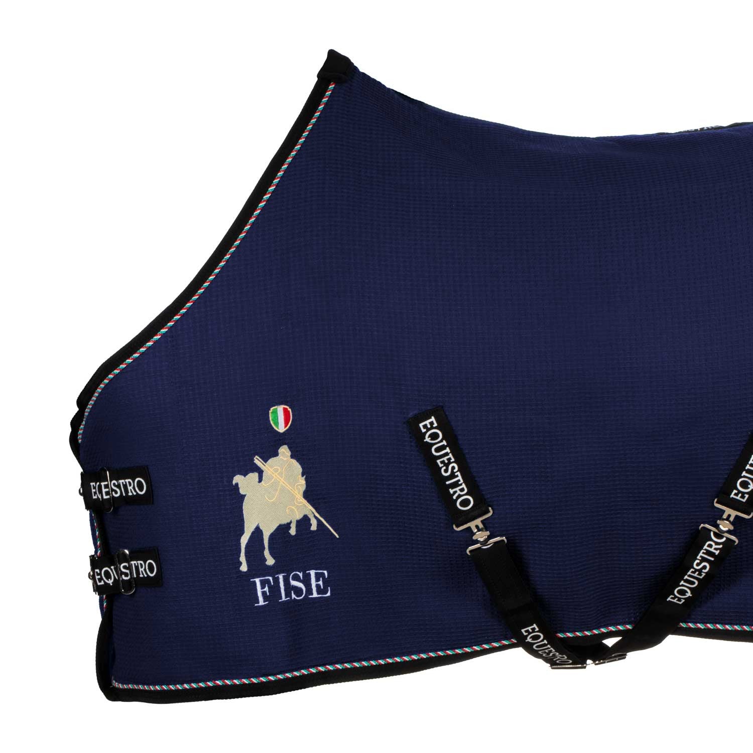 Manta de box de tejido waffle Equestro X FISE - Navy Blazer