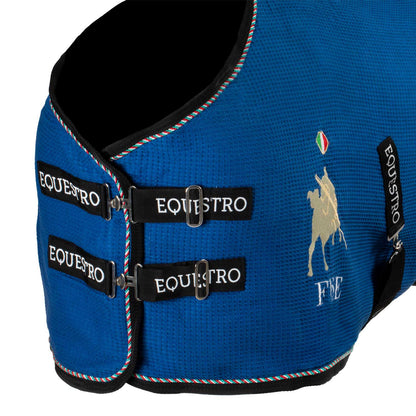 Manta de box de tejido waffle Equestro X FISE - Azzurro Savoia
