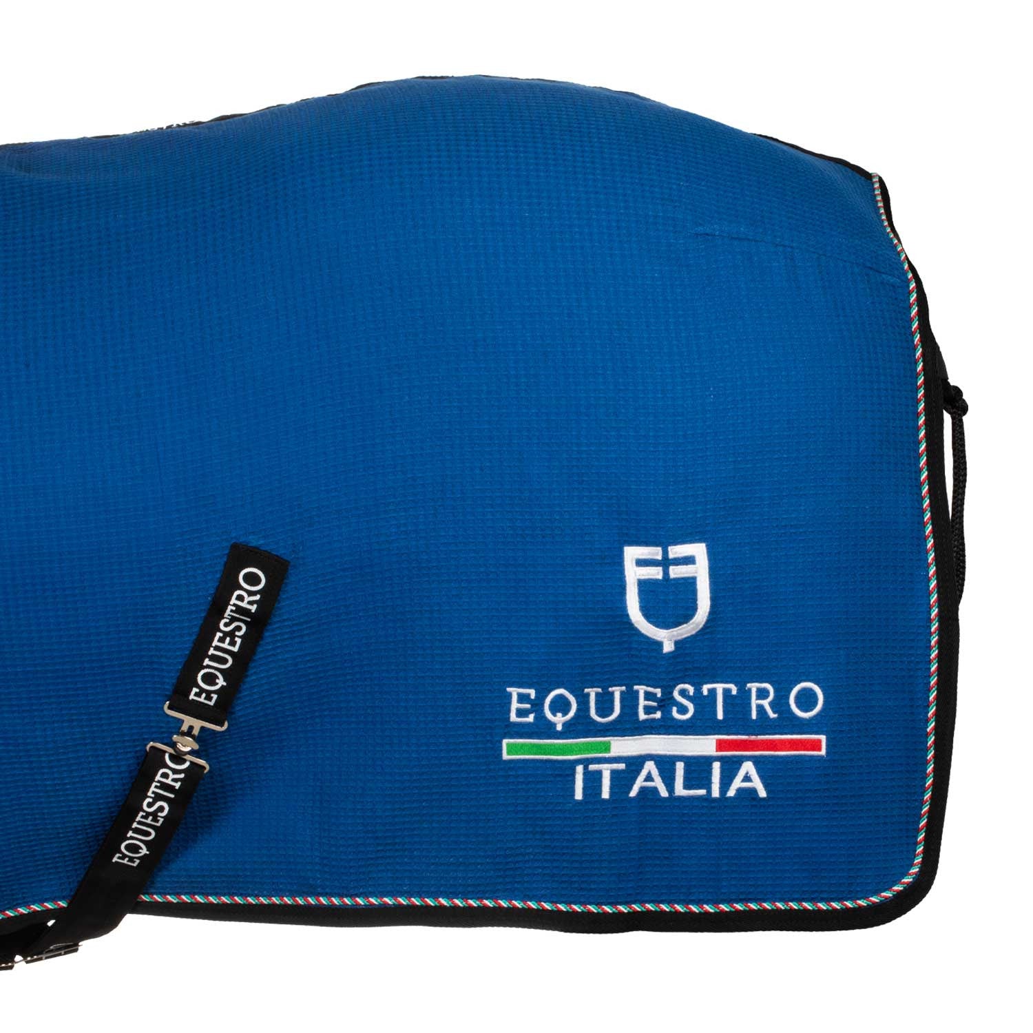 Manta de box de tejido waffle Equestro X FISE - Azzurro Savoia