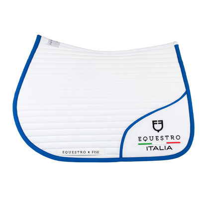 Sudadera de salto con logo bordado Equestro X FISE - White/Azzurro Savoia