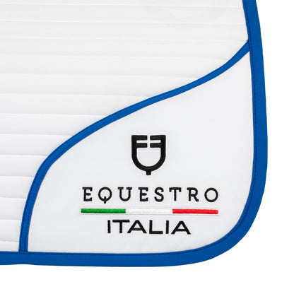 Sudadera de salto con logo bordado Equestro X FISE - White/Azzurro Savoia