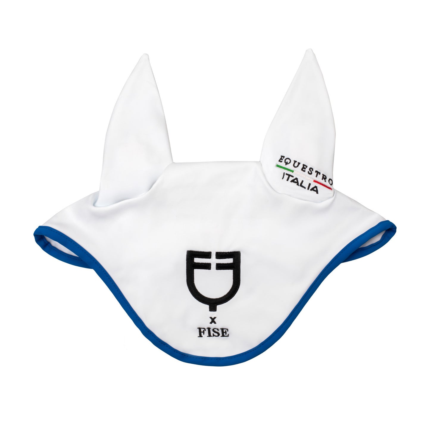 Gorro en tejido técnico Equestro X FISE - White/Azzurro Savoia