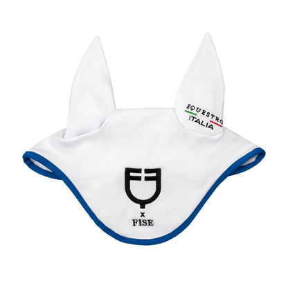 Gorro en tejido técnico Equestro X FISE - White/Azzurro Savoia