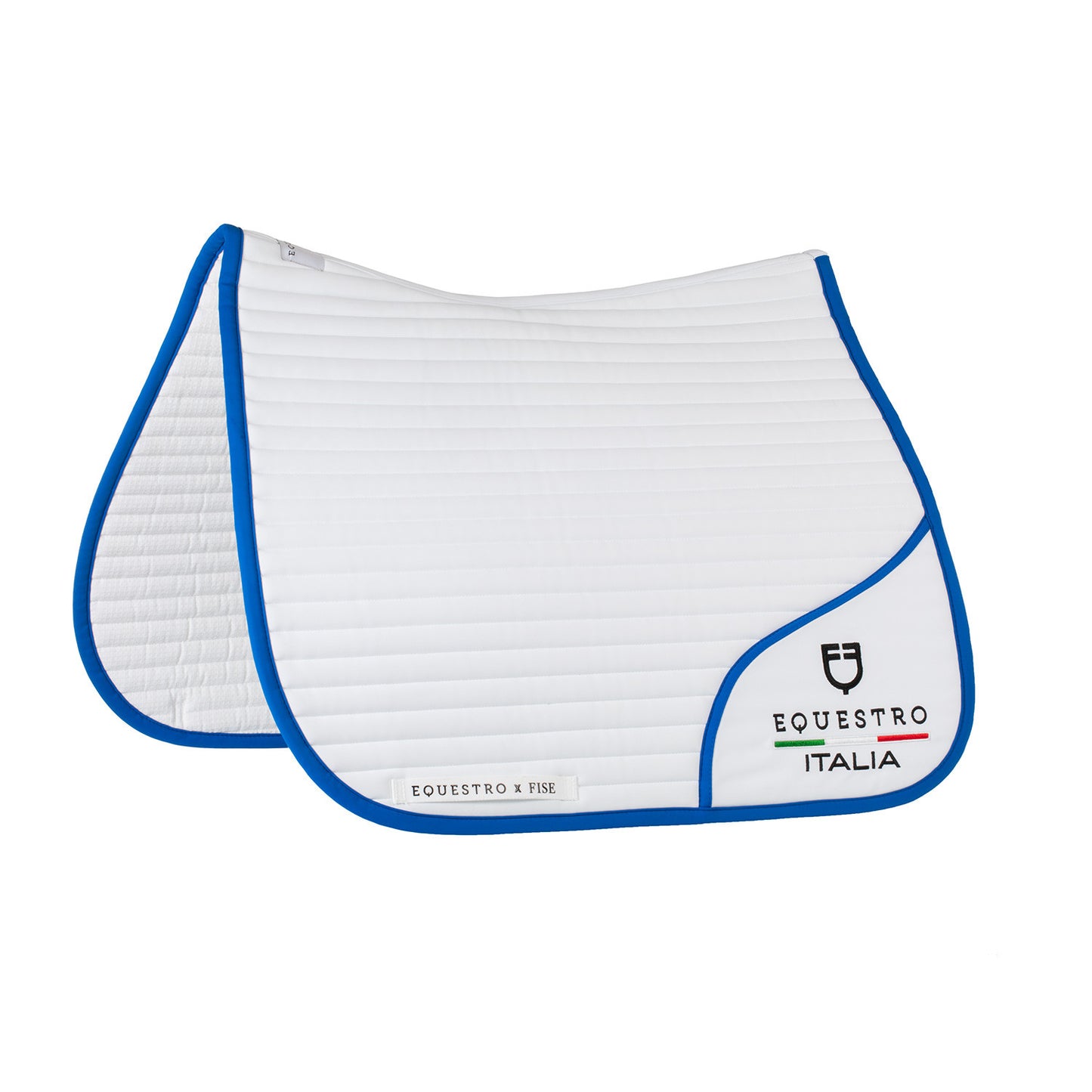 Sudadera de doma con logo bordado Equestro X FISE - White/Azzurro Savoia