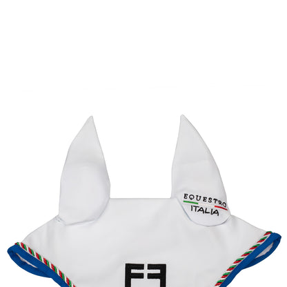 Gorro con ribete tricolor Equestro X FISE - White/Azzurro Savoia
