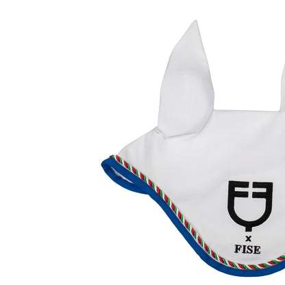 Gorro con ribete tricolor Equestro X FISE - White/Azzurro Savoia