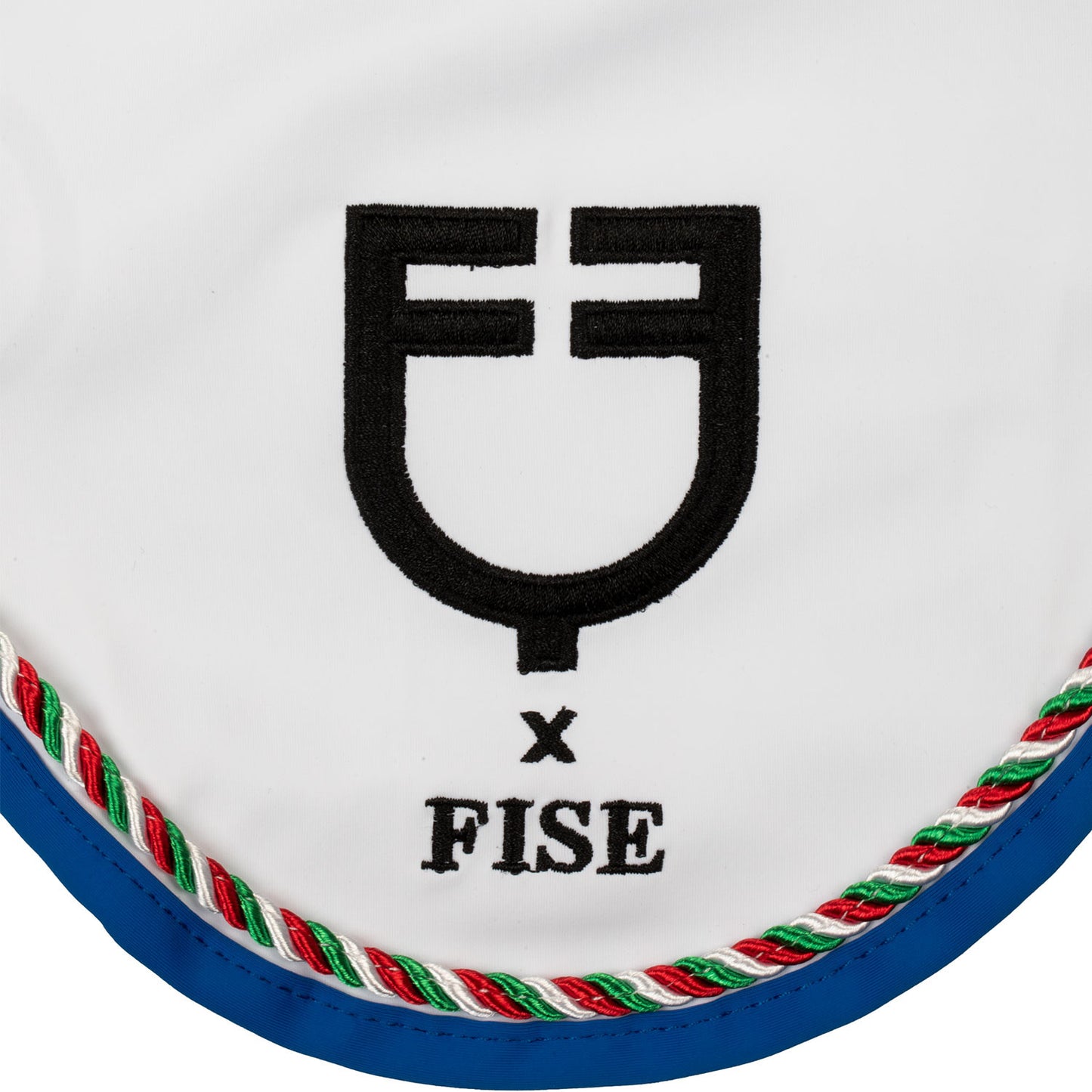 Gorro con ribete tricolor Equestro X FISE - White/Azzurro Savoia