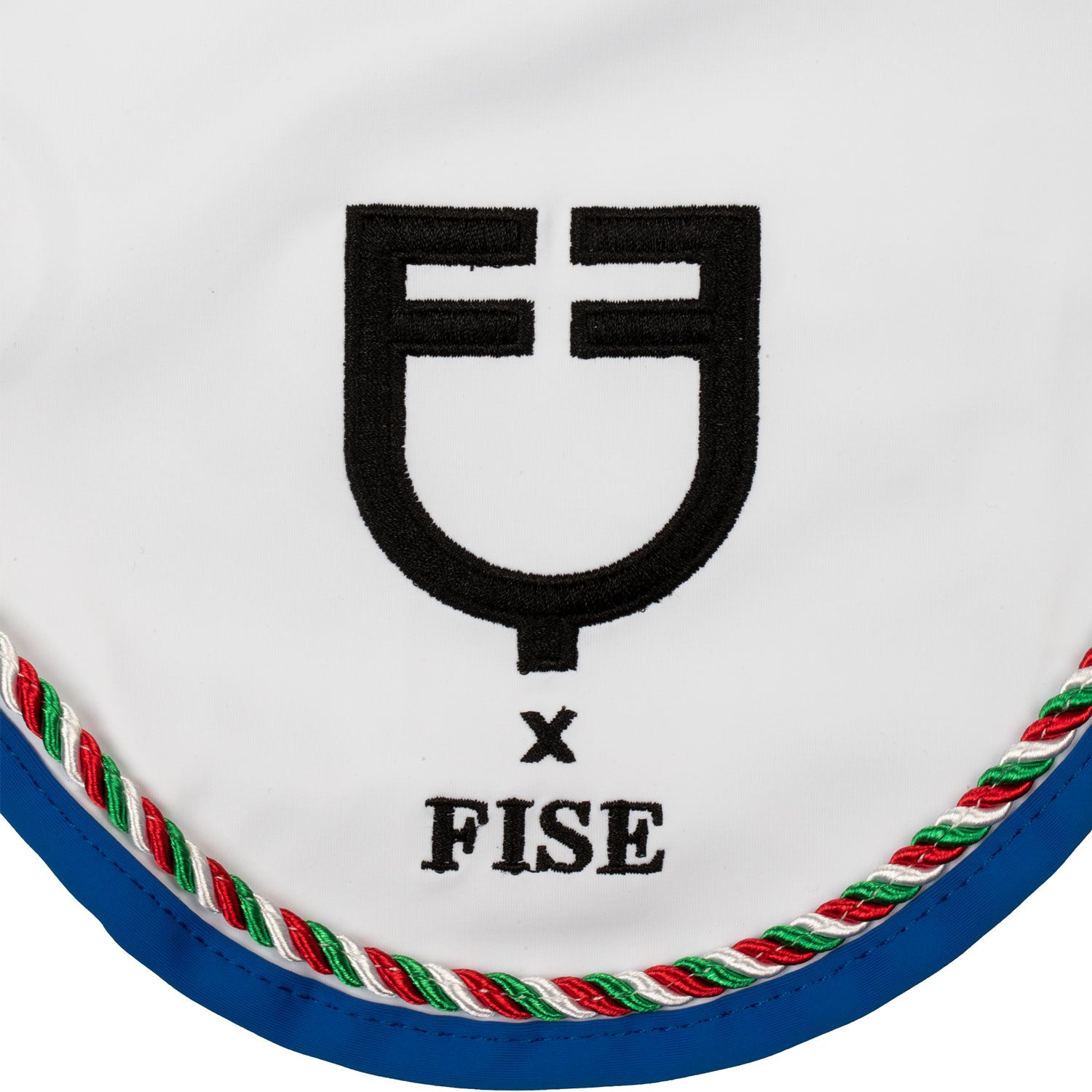 Gorro con ribete tricolor Equestro X FISE - White/Azzurro Savoia