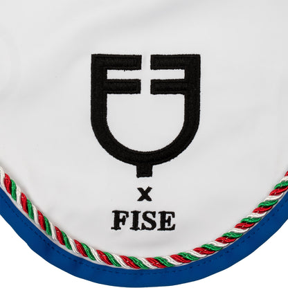 Gorro con ribete tricolor Equestro X FISE - White/Azzurro Savoia