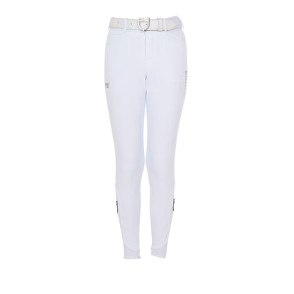 Pantalones unisex para niños grip en la rodilla Equestro X FISE - Blanco