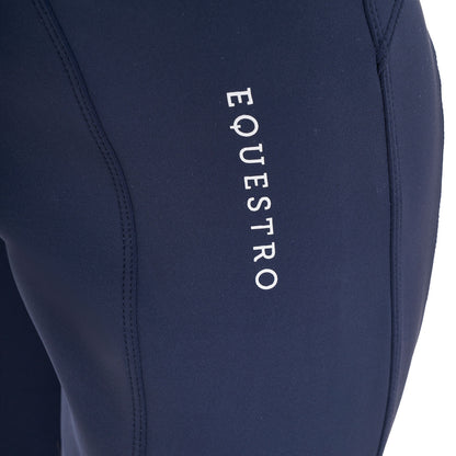 Leggings de niña slim fit full grip Equestro X FISE - Navy Blazer