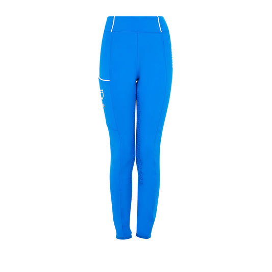 Leggings de niña slim fit full grip Equestro X FISE - Azzurro Savoia