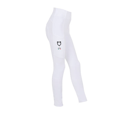 Leggings de niña slim fit full grip Equestro X FISE - Blanco