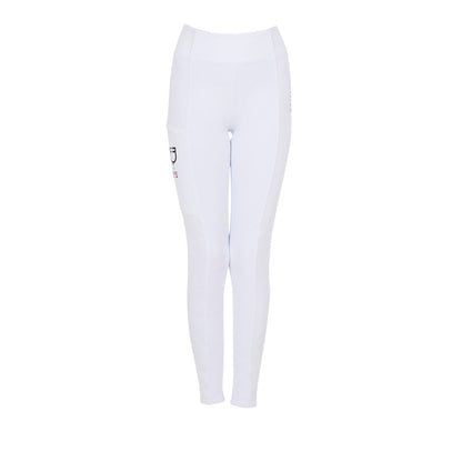Leggings de niña slim fit full grip Equestro X FISE - Blanco