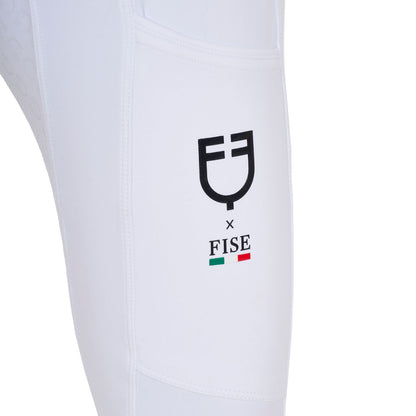 Leggings de niña slim fit full grip Equestro X FISE - Blanco