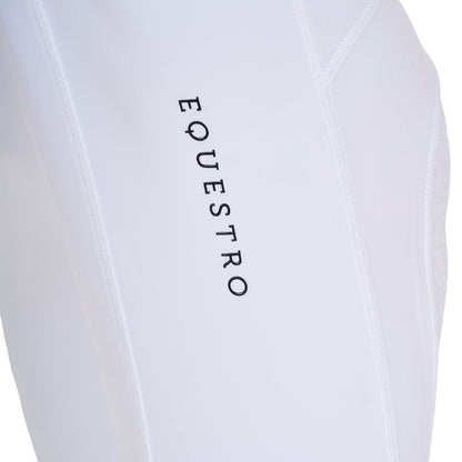 Leggings de niña slim fit full grip Equestro X FISE - Blanco