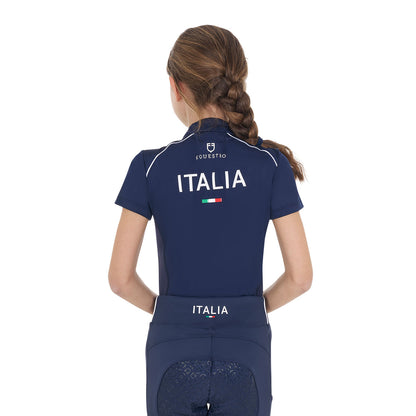 Polo unisex para niños de entrenamiento Equestro X FISE - Navy Blazer