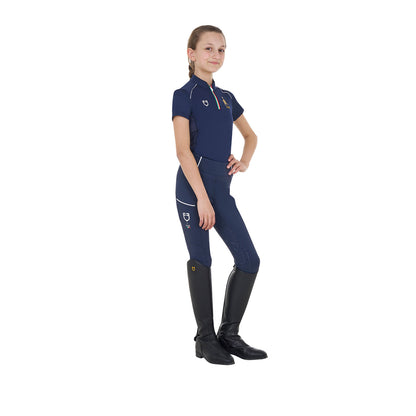 Polo unisex para niños de entrenamiento Equestro X FISE - Navy Blazer