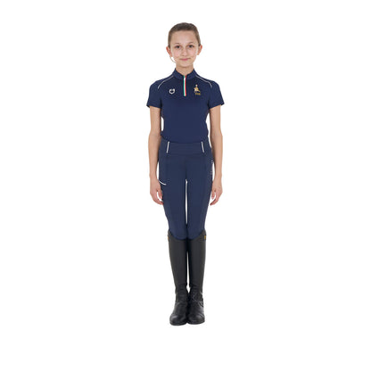 Polo unisex para niños de entrenamiento Equestro X FISE - Navy Blazer