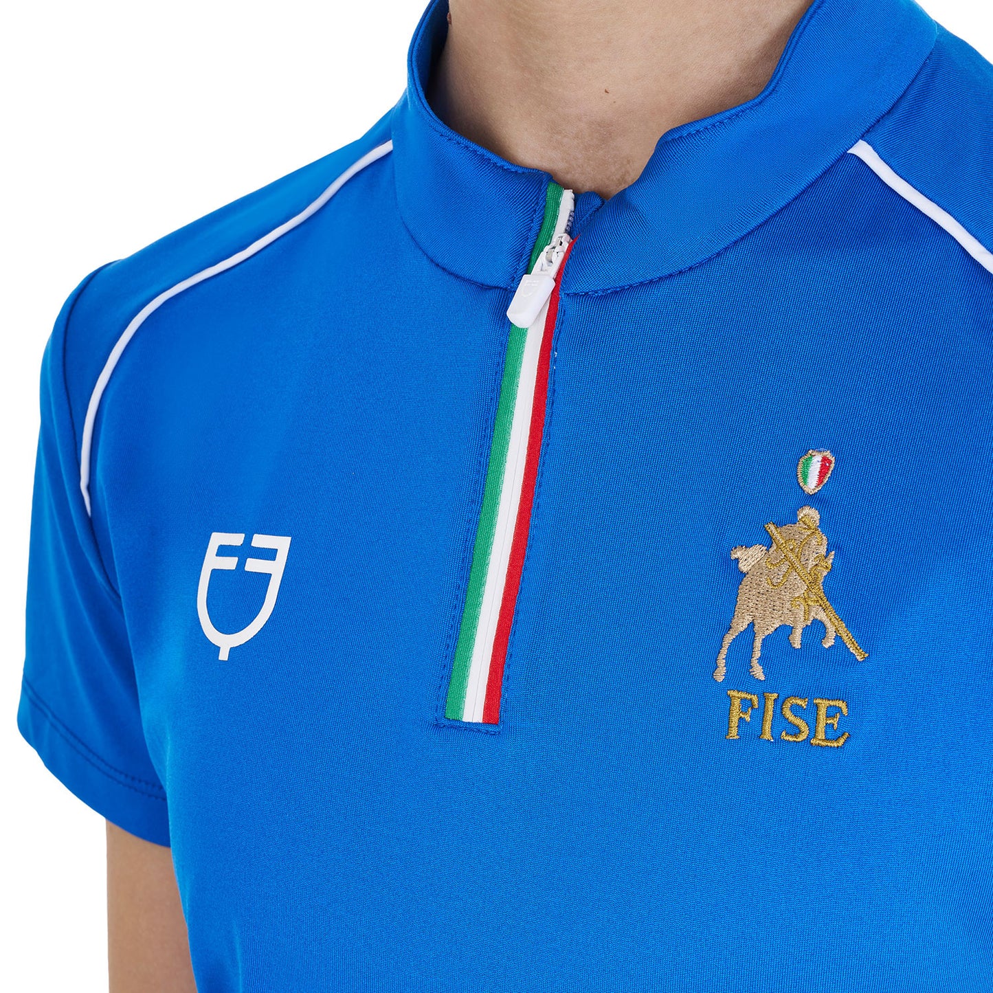 Polo unisex para niños de entrenamiento Equestro X FISE - Azzurro Savoia