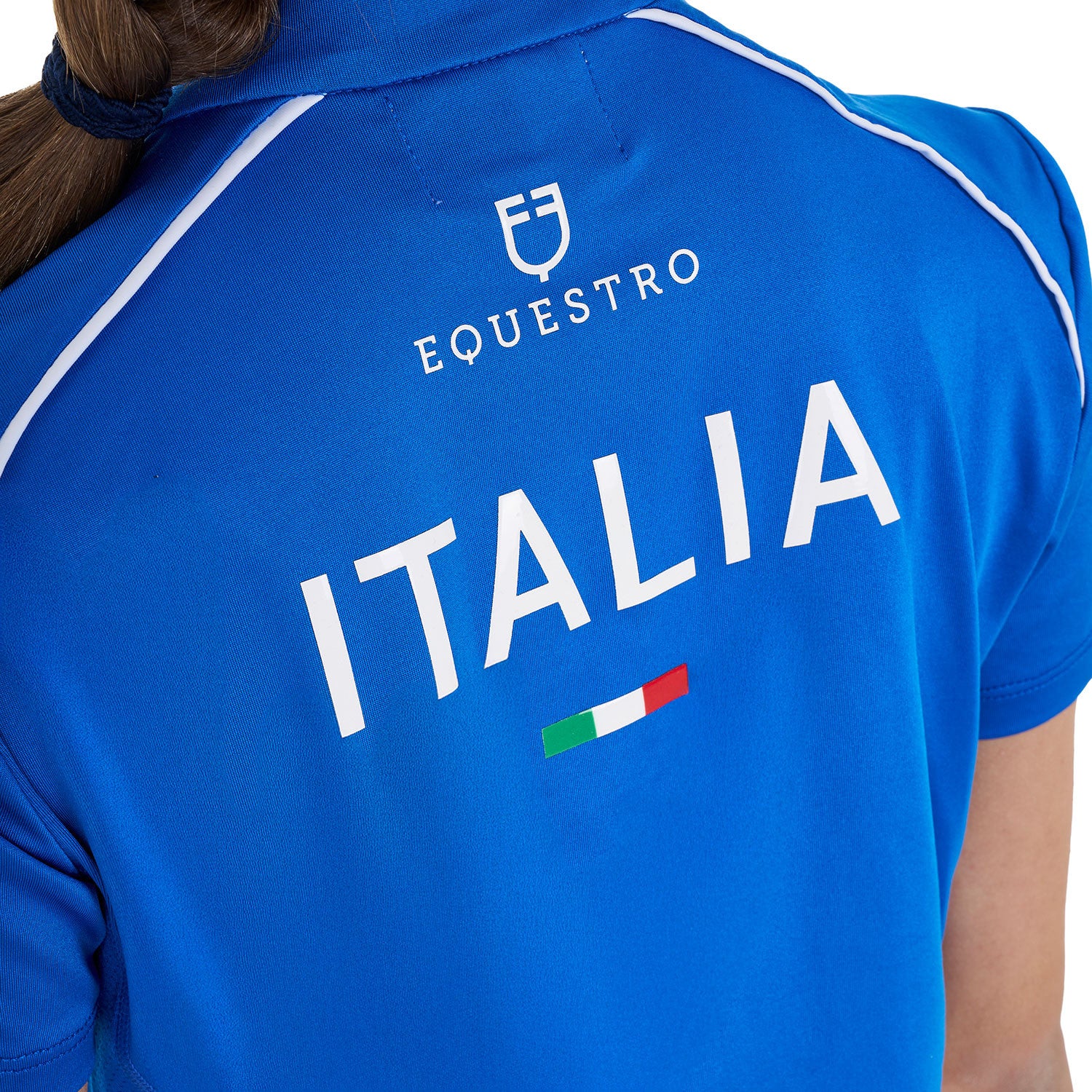 Polo unisex para niños de entrenamiento Equestro X FISE - Azzurro Savoia