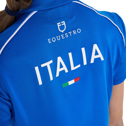 Polo unisex para niños de entrenamiento Equestro X FISE - Azzurro Savoia