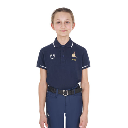 Polo unisex para niños en tejido técnico Equestro X FISE