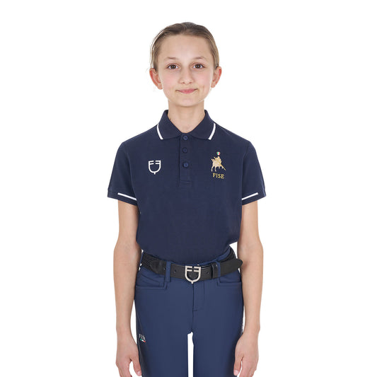 Polo unisex para niños en tejido técnico Equestro X FISE