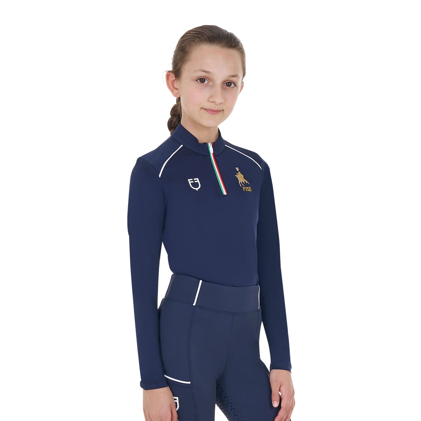 Capa base unisex para niños de entrenamiento Equestro X FISE - Navy Blazer
