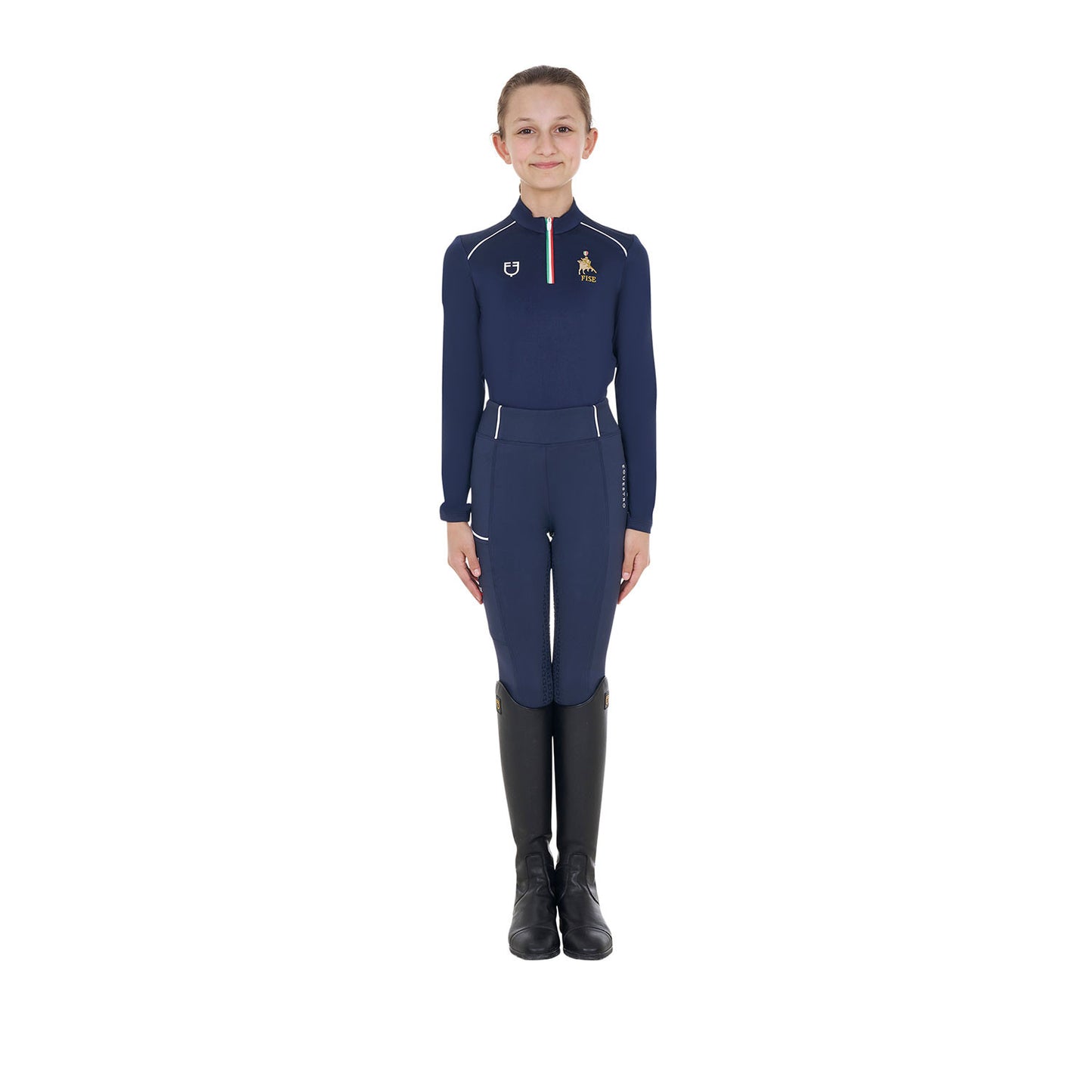Capa base unisex para niños de entrenamiento Equestro X FISE - Navy Blazer