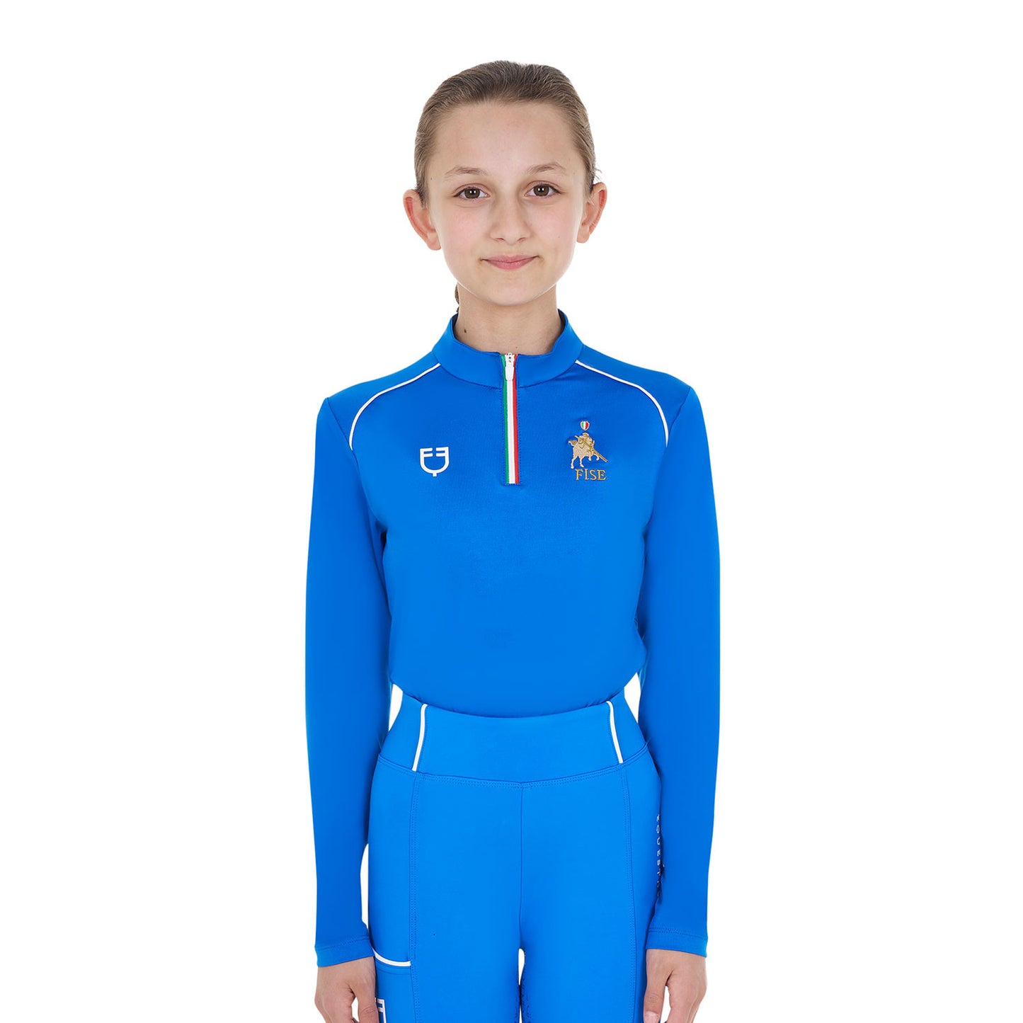 Capa base unisex para niños de entrenamiento Equestro X FISE - Azzurro Savoia