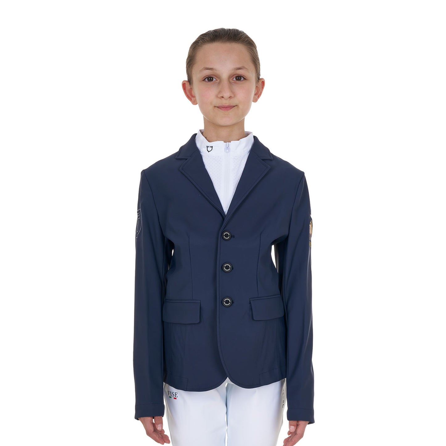 Chaqueta unisex infantil de concurso tres botones Equestro X FISE